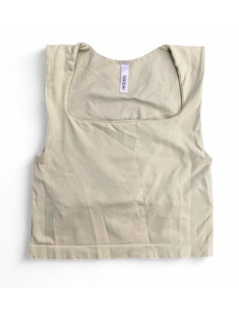 Nikibiki Green Solid Square Neck Sleeveless Pullover Tank Top Womens Regular